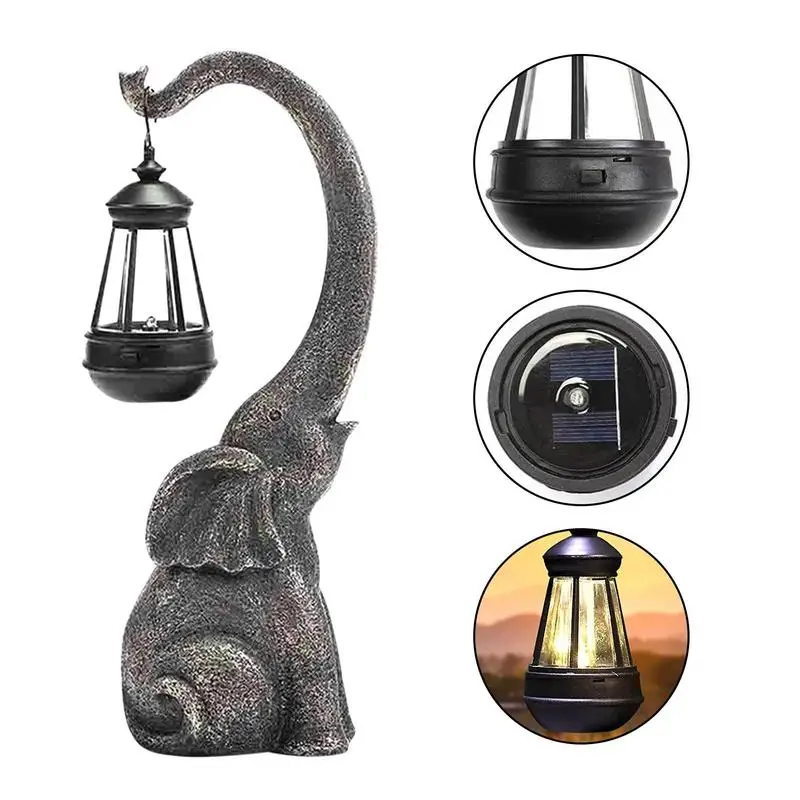 Retro Garden Lights Solar Lights Outdoor With Elephant Garden Resin Craft Retro Lantern Garden Decor Waterproof Solar Lights