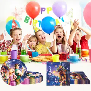 Disney-geschlagene Rapunzel-Prinzessin-Partydekorationen, Einwegpapierbecher, Gericht, Banner, Mädchenballons, Geburtstagsfeierzubehör 10 Hauptverkäufe Rapunzels Geburtstagsfeier - №5