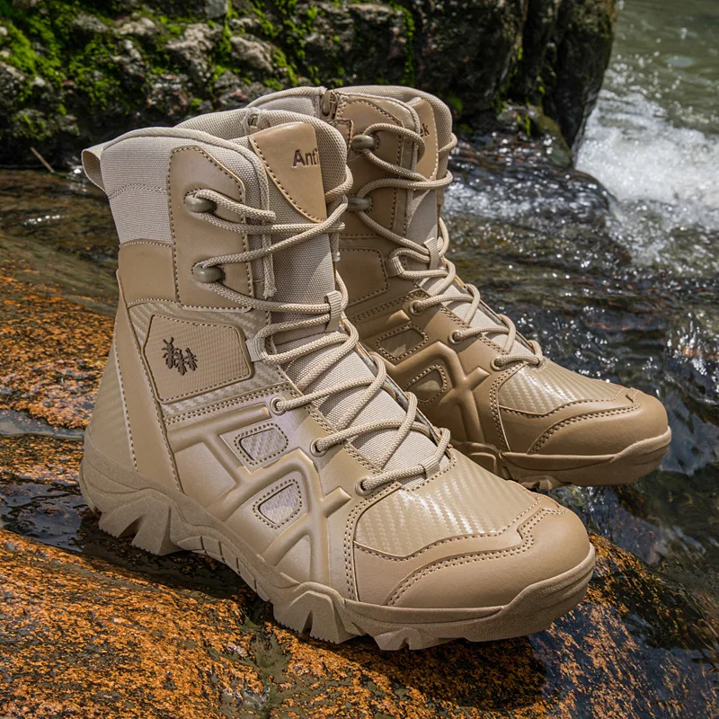 Men Tactical Boots Waterproof Hunting Hiking Shoes Outdoor Jungle Off-Road Adventure Ankle Boots Man Motorcycle Climbing Shoes