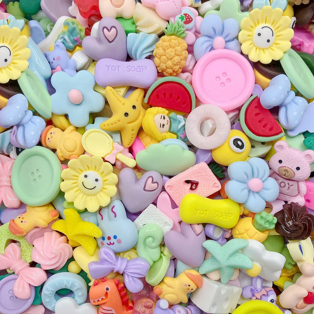 Resin Mini Mixed Style Flatback,DIY Accessories,Kawaii Flat Back Embellishments,Miniatures Charms,Planar Scrapbooking Craft,30g