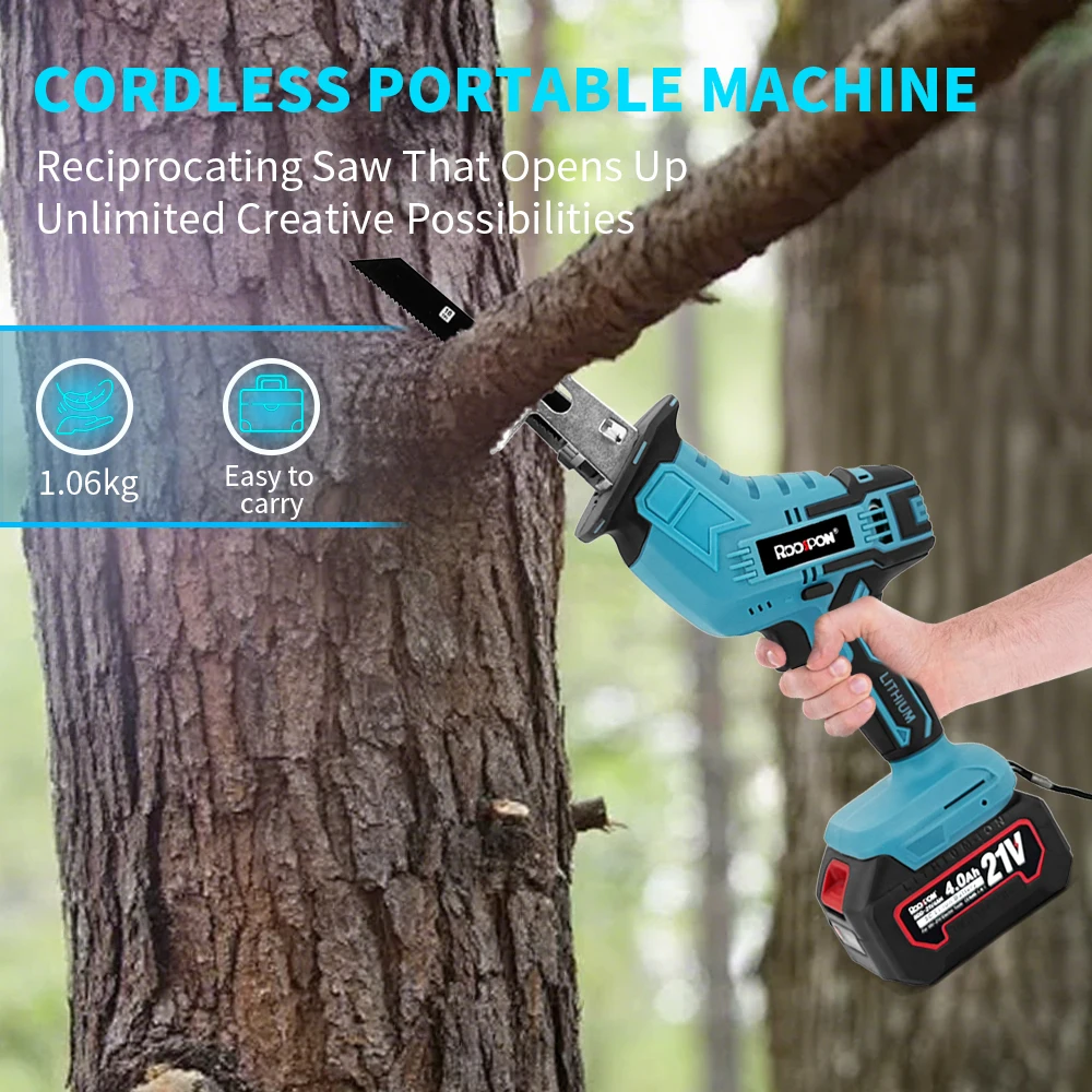 

Cordless Reciprocating Saw 21V Adjustable Speed Electric Saw Wood Metal Pipe Cutting fit Makita 21V Battery (Without Battery)