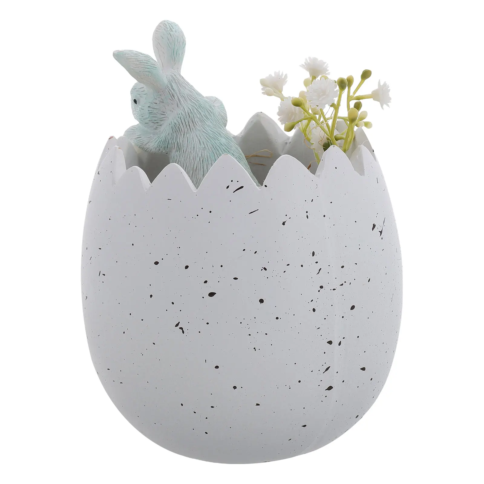 

Broken Shell Flower Pot Bunny Decorations Rabbit Egg Figurine Easter Resin Ornaments