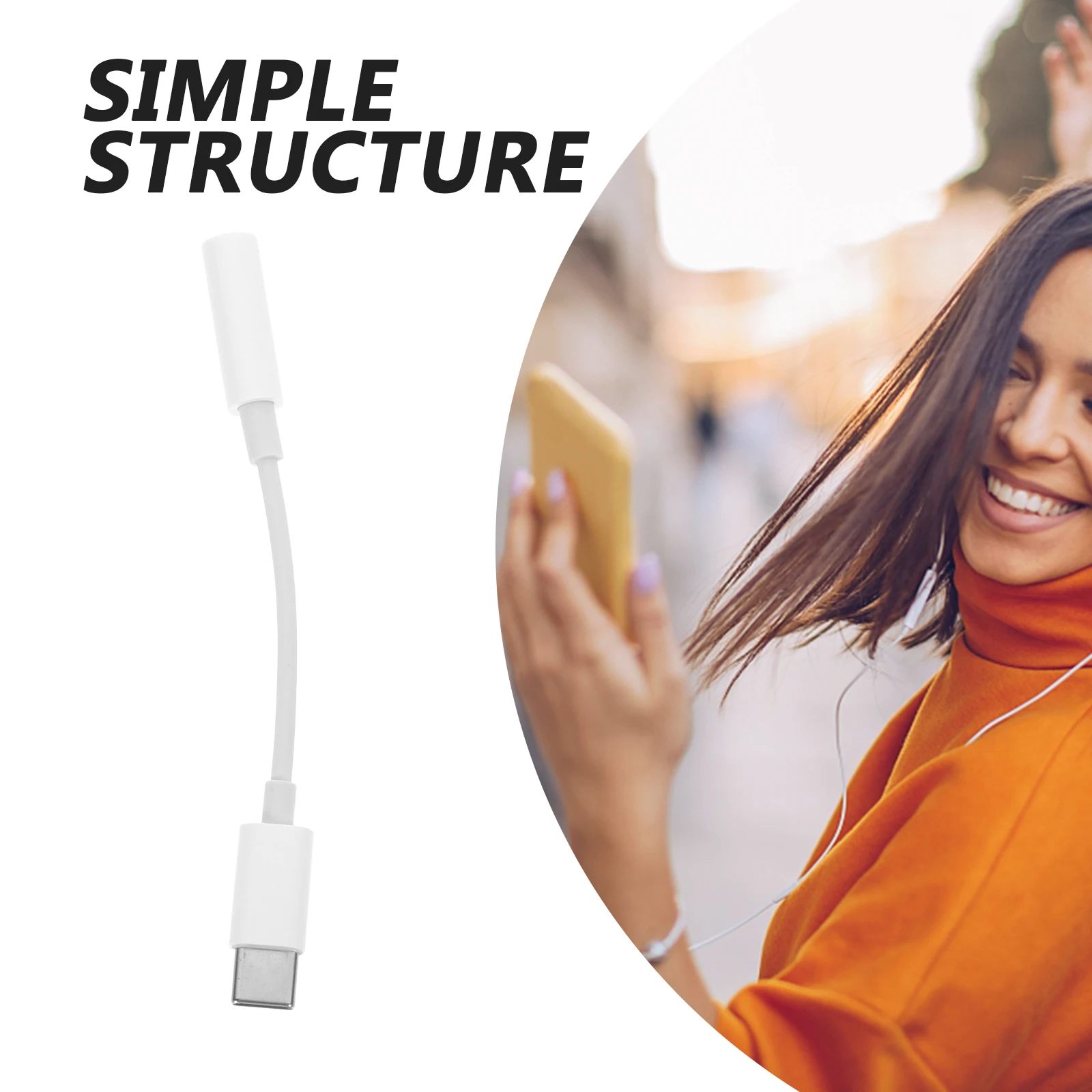 

1pc Type-C Earphone Adapter Headset Jack Converter 3.5Mm Audio Cable Charging Compatible With Smartphone No Delay Music Control