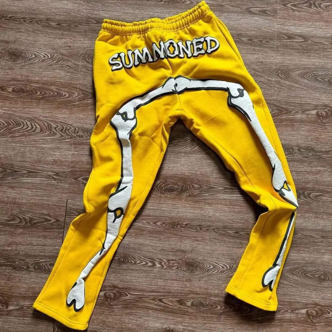 Calça Harajuku americana de osso de espuma feminina, calça casual, moletom reto, letras hip-hop, grossa, solta, Y2K, inverno, 2024