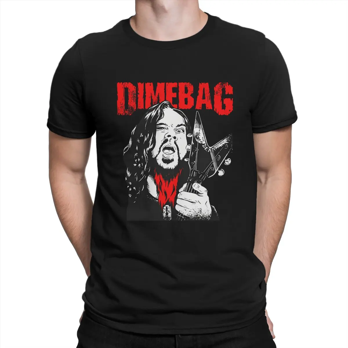 Men\'s T-Shirt Guitar Rock Novelty Pure Cotton Tee Shirt Short Sleeve Dimebag Darrell T Shirt Round Collar Clothes Original