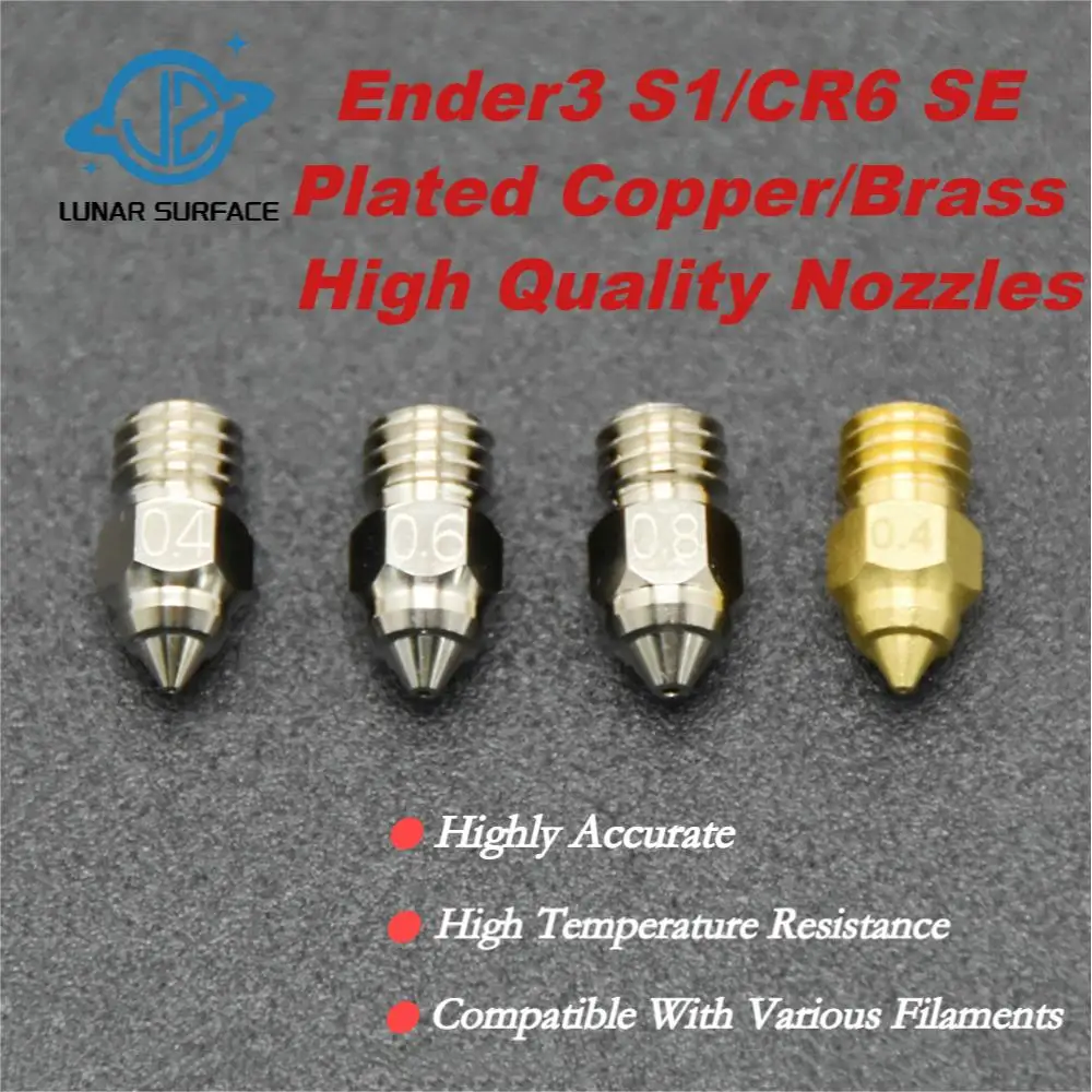 

LS-3D Printer Parts Ender3 S1/CR6SE Plated Copper/Brass Nozzle 0.4mm/1.75mm Filament For Ender 3 NEO/3 S1/CR6SE Hotend Nozzle