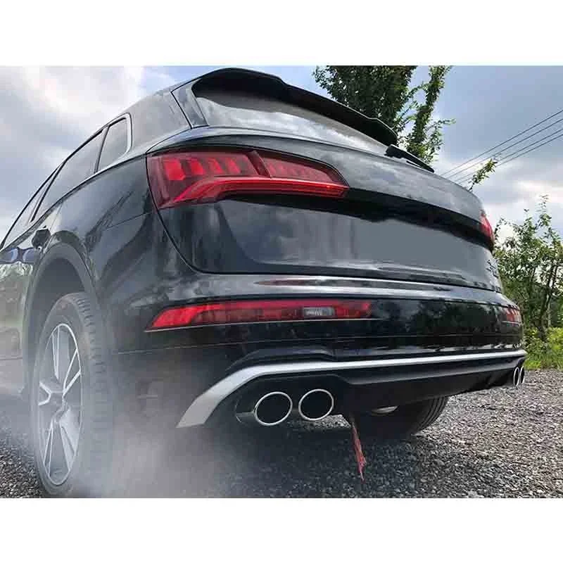 New Arrival Auto Parts For Audi Q5 Upgrade To Sq5 Rear Diffuser With Tail Pipe Gross Black With Silver Strip 2018-2022