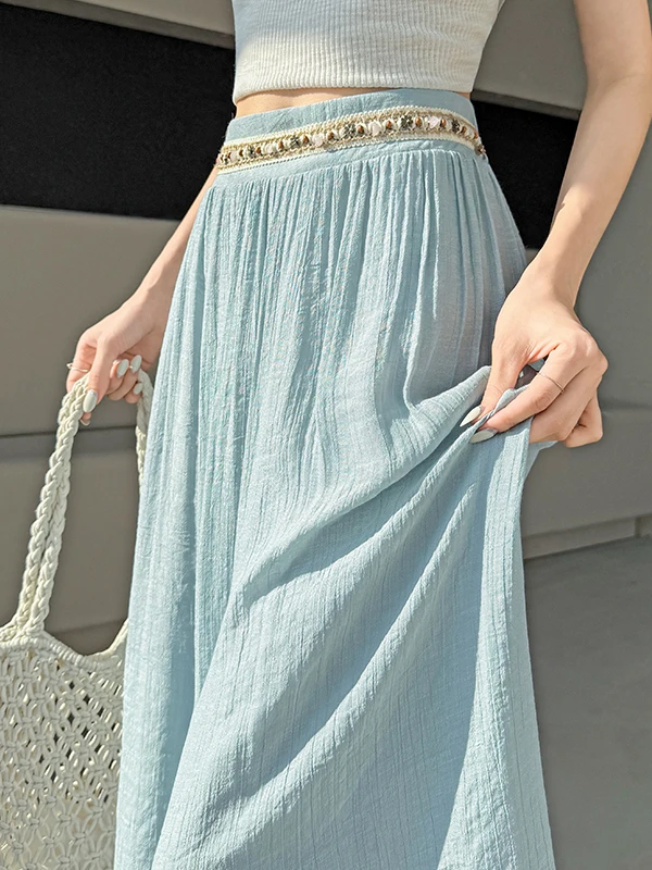 

Богемные широкие брюки из льна и хлопка с эффектом ледяного шелка для женщин, летние, новые, легкие, свободные, струящиеся, прямые, повседневные, в стиле Ямамото, брюки-юбка