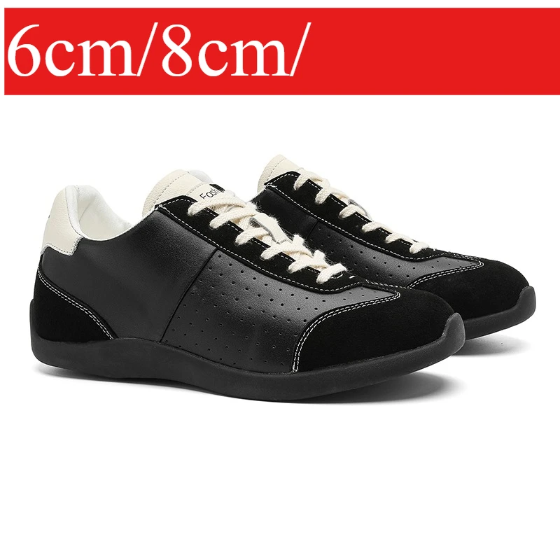 

Качественная повседневная и удобная обувь с внутренним увеличением высоты 2025, туфли на плоской подошве с круглым носком и легкой спортивной обувью на шнуровке.