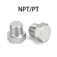 PT NPT 1/16 1/8 1/4 3/8 1/2 3/4 1 ''1-1/4 1-1/2 2'' pulgadas 304 tapa de extremo de acero inoxidable perno hexagonal externo tapón hexagonal