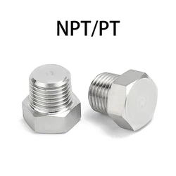 PT NPT 1/16 1/8 1/4 3/8 1/2 3/4 1'' 1-1/4 1-1/2 2'' Inch 304 Stainless Steel End Cap External Hex Bolt Hexagon Plug