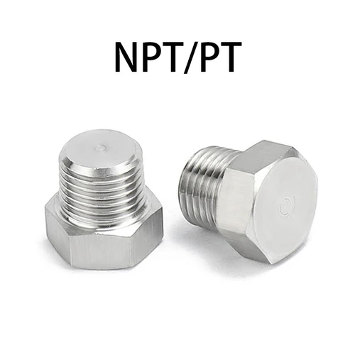 PT NPT 1/16 1/8 1/4 3/8 1/2 3/4 1 ''1-1/4 1-1/2 2'' pulgadas 304 tapa de extremo de acero inoxidable perno hexagonal externo tapón hexagonal