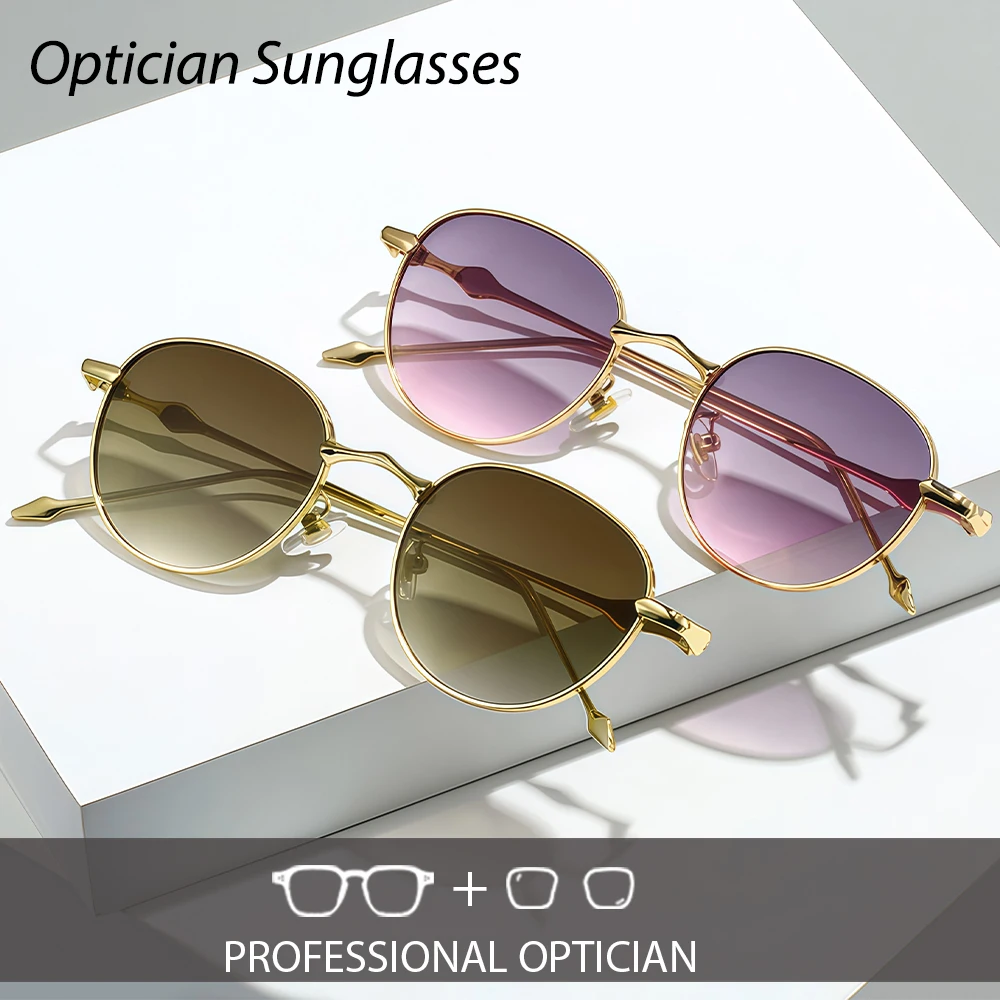 

CATERSIDE Men's Optical Sunglasses Round Metal Frame Custom Prescription Sun Glasses Retro Women's Daily Reading Glasses