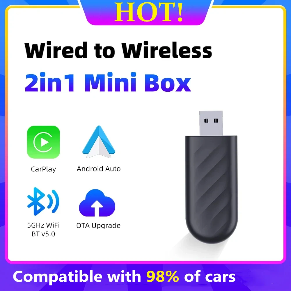 

2025 Wireless CarPlay Android Auto Adapter USB Dongle for Volkswagen Toyota Nissan Honda Ford Mercedes etc.