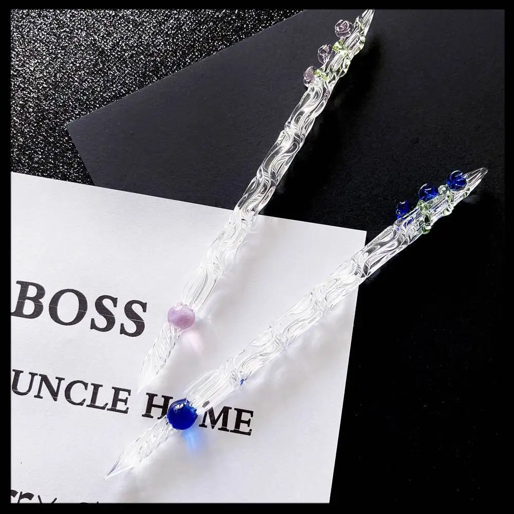 

Wild Rose Glass Dip Pen Ink Writing Test Dip Crystal Pen Ink Pen