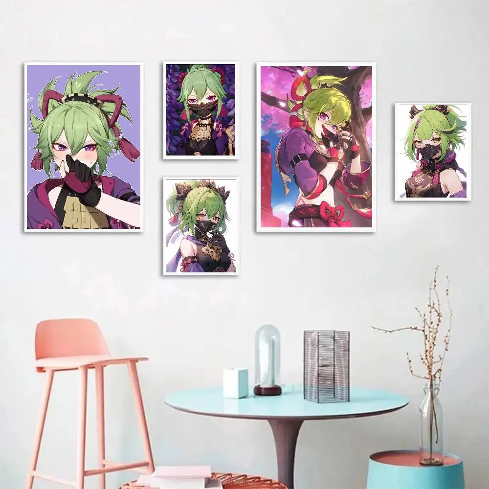 Kuki Shinobu Game Genshin Impact Posters Living Room Bar Cafe Quality Canvas Vintage Style Comics Painting Art Home Wall Decor