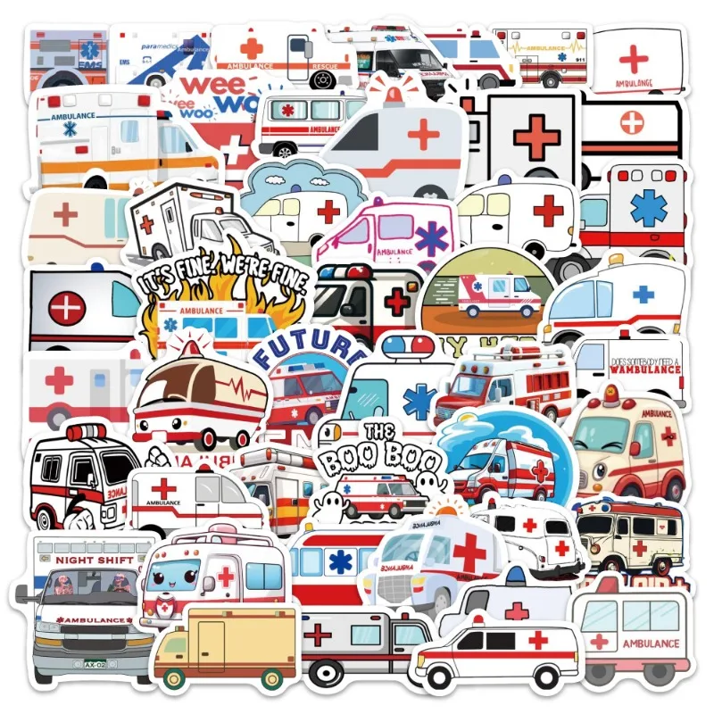 60 pegatinas decorativas de grafiti creativas de ambulancia personalizada de dibujos animados