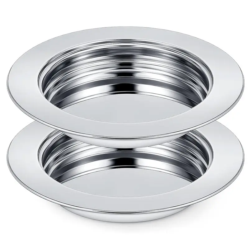 ABJT-For Church Supplies Set 2 Pcs For Church Communion Bread Tray Plate Polished Stainless Steel Tray(Silver)