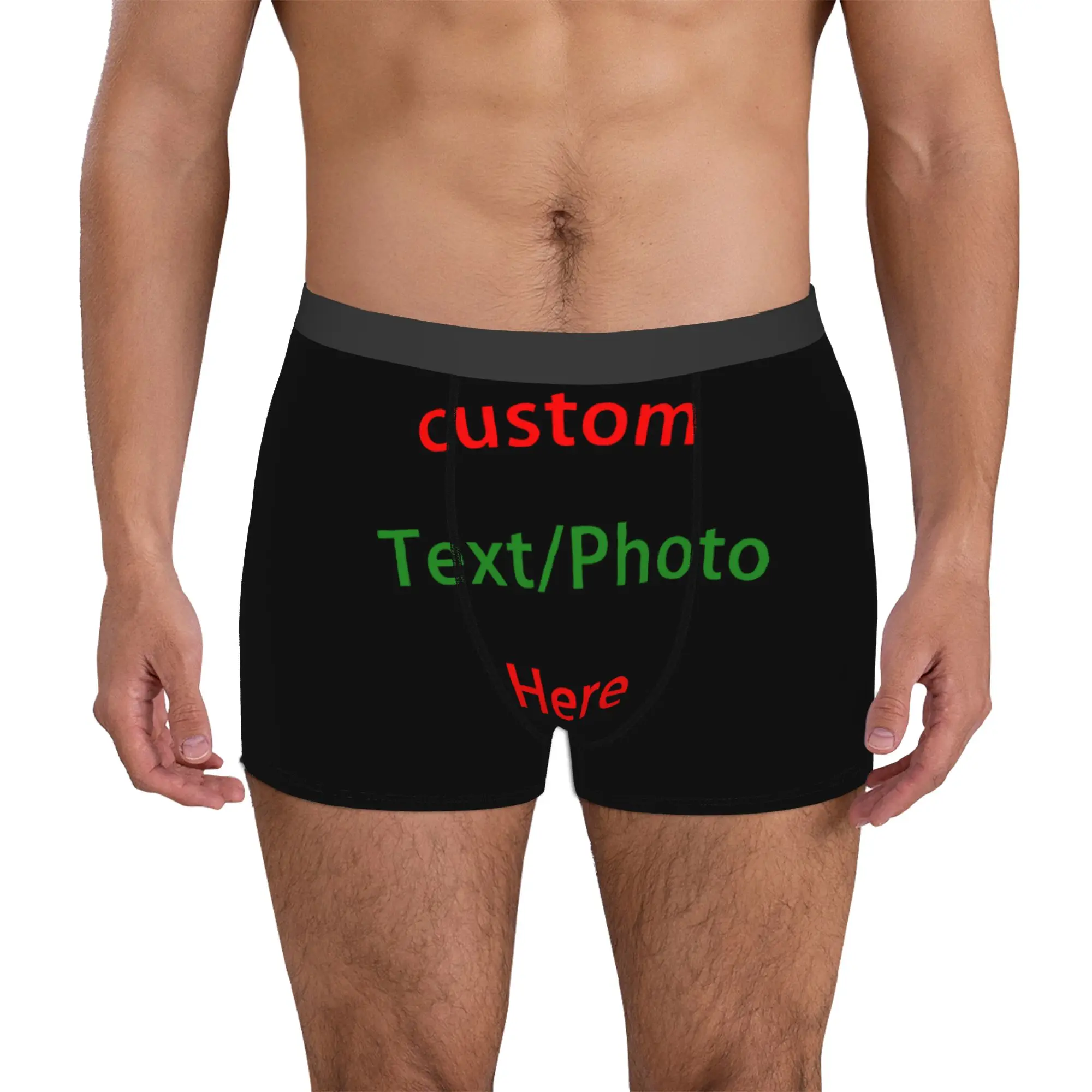 Customized Male Funny Custom Your Photo Logo Text Underwear  Boxer Briefs Soft Shorts Panties Underpants