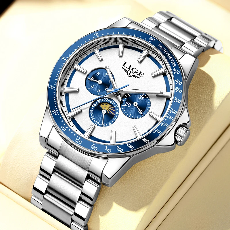 LIGE 2026 ساعات فاخرة جديدة للرجال موضة الأعمال كوارتز ساعات المعصم الرياضية مقاوم للماء مضيئة الصلب ساعة رجالي Reloj Hombre