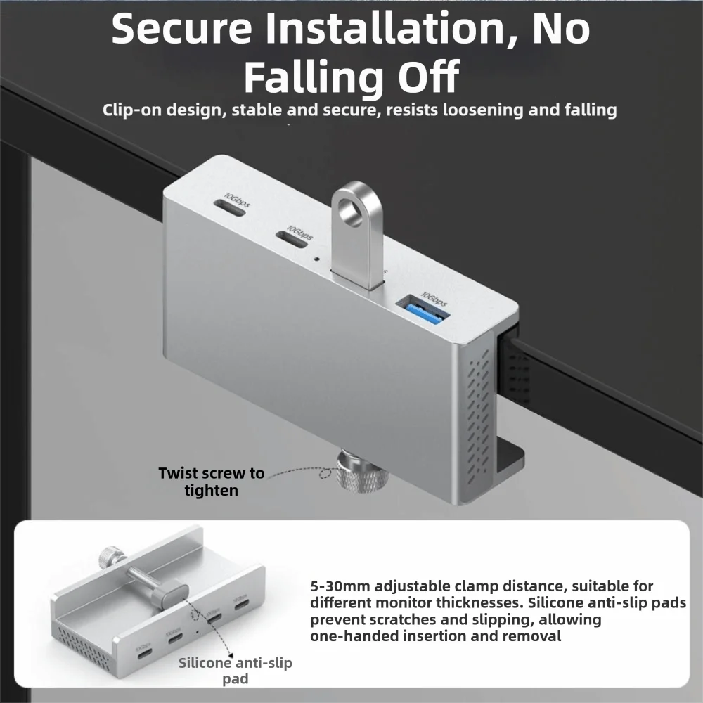 USB3.2/3.0/2.0 USB HUB Clamp Power Supply 5Gbps High Speed HUB Universal External Expansion Dock External Connectivity