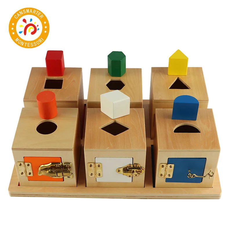 Montessori Baby Toys Parish Wooden with Box Lockbox Sensorial Child Puzzle Games Training Toys for Children