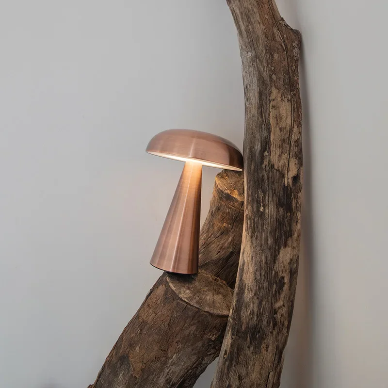 2025 USB Charging Creative Three-color Light Metal Mushroom Table Lamps Clear Desktop Atmosphere Light Interior Decoration HOT