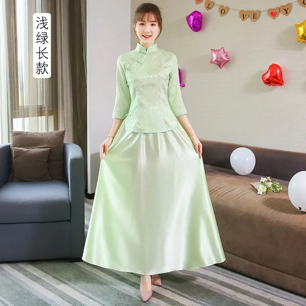 女性のためのエレガントなヴィンテージスカートとストリートウェアのセット,エスニックスタイルのカジュアルウェア,中国のファッション,2個