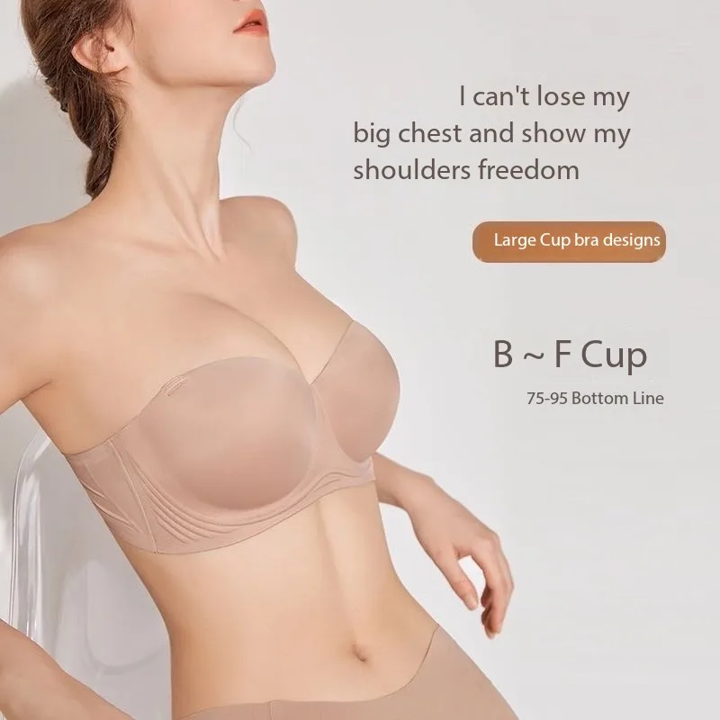 

Roupa interior sem alças para mulheres, sutiãs de seios grandes, envoltório no peito, capa de sutiã de beleza traseira tamanho g
