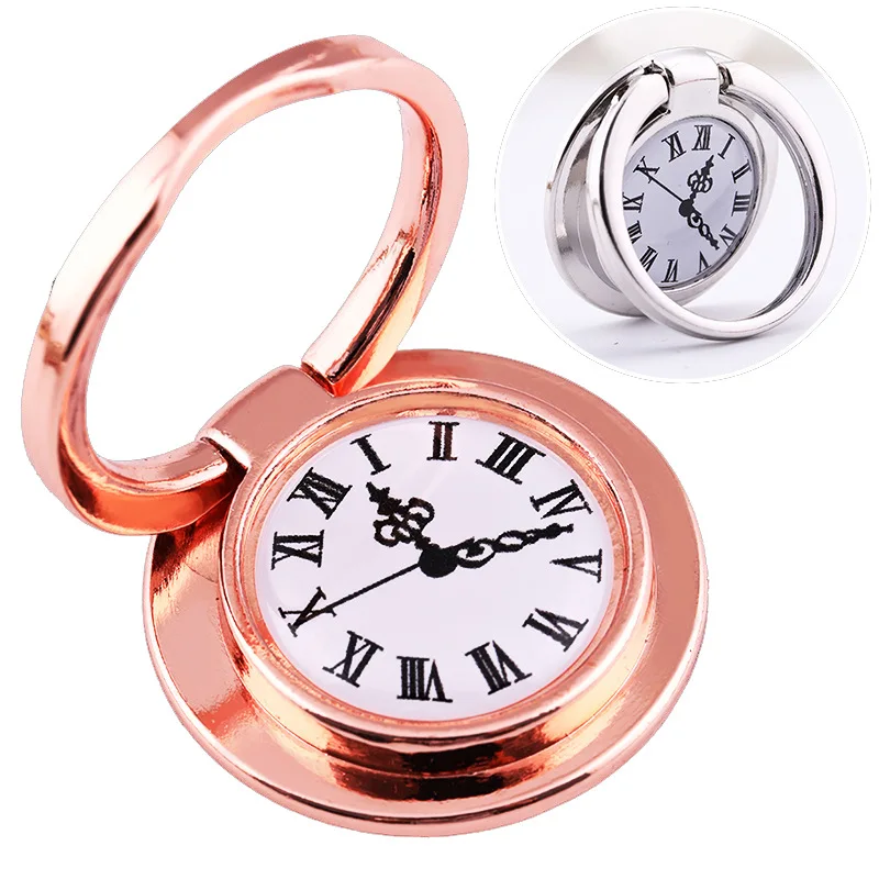 Mobile Phone Ring Bracket Holder Accessories Metal Creative Clock Ring Multi-angle Rotating Desktop Support Frame Phone Holder