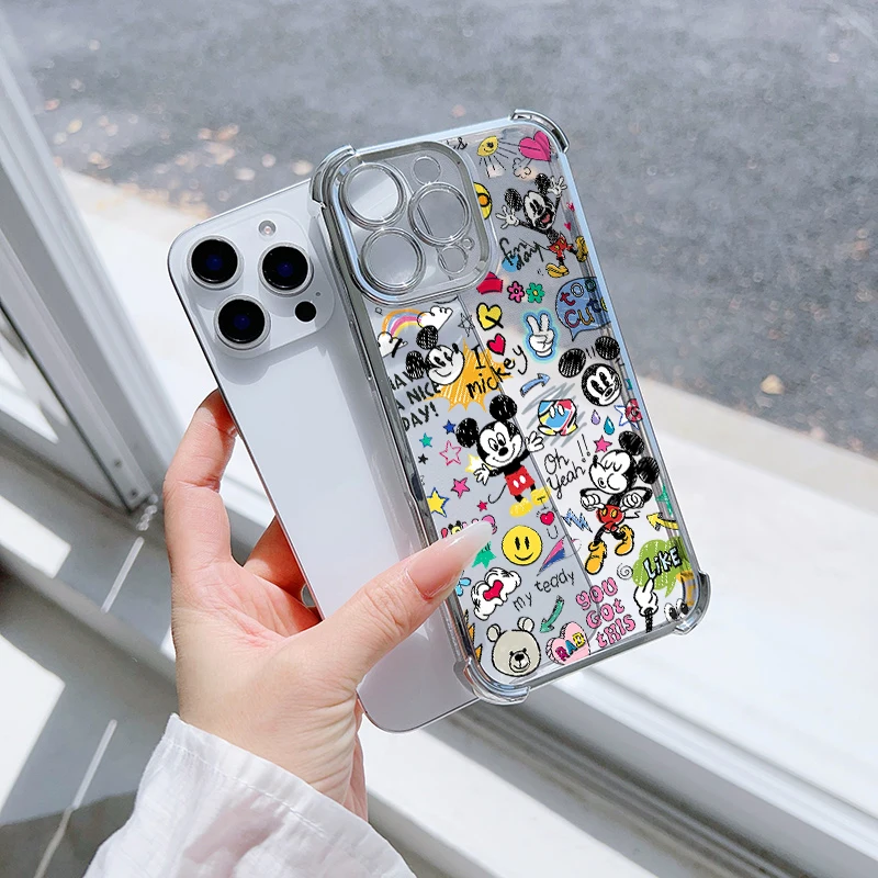 جرافيتي ميكي حافظة مضادة للصدمات لهاتف OPPO Reno 14F 14 13F 12F 11F 13 12 11 10 Pro Plus 8T Reno14F غلاف هاتف لطيف ناعم شفاف #5