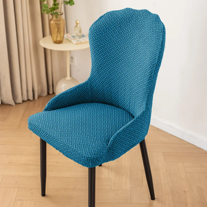 Thickened Arc Round Armrest Chair Covers High-Quality Dining Table Seat Cover for Four Seasons Solid Jacquard Stretch Slipcovers
