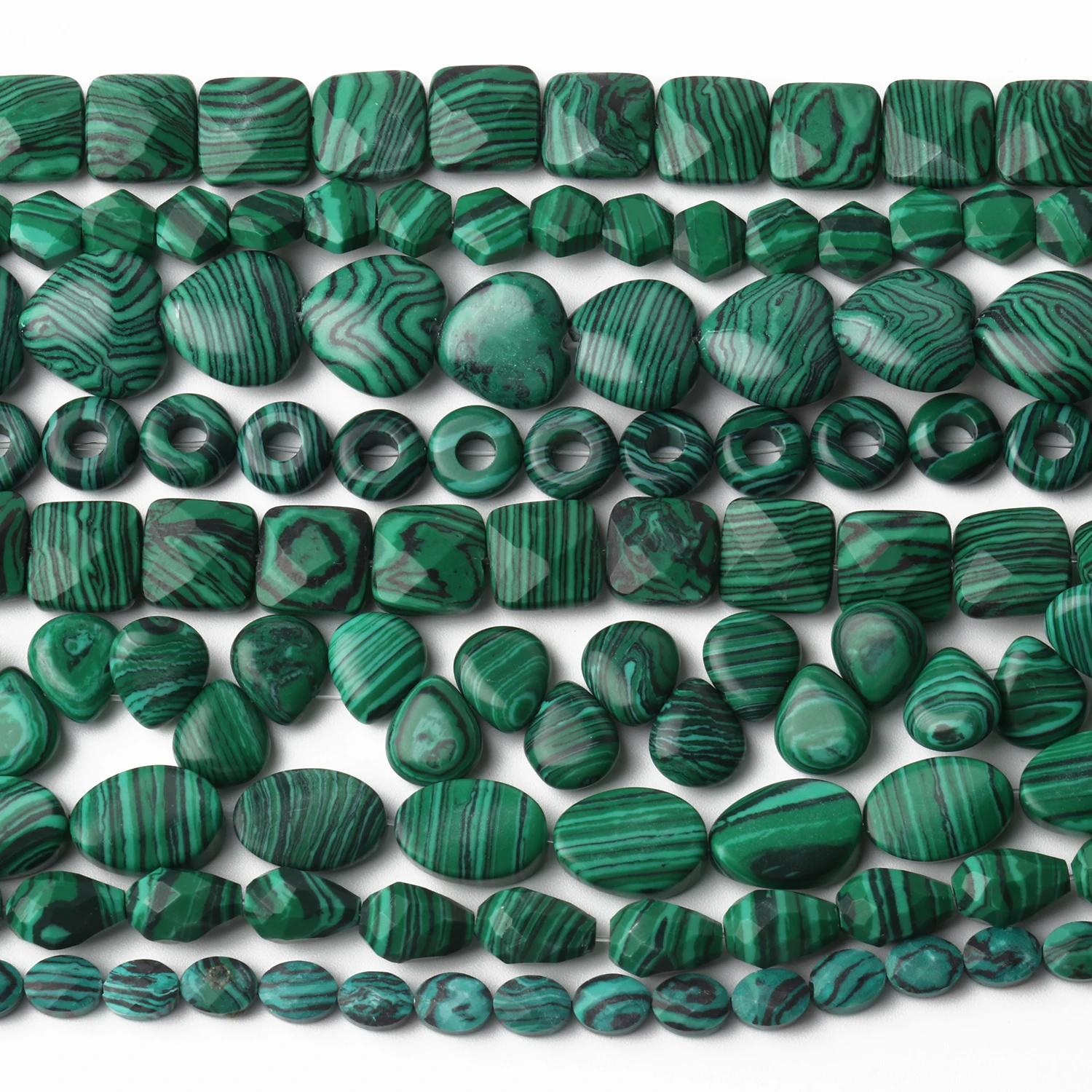 Natural Green Malachite Stone Beads Round Faceted Irregular Rondelle Loose Spacer Beads for Jewelry Making DIY Charms Bracelets