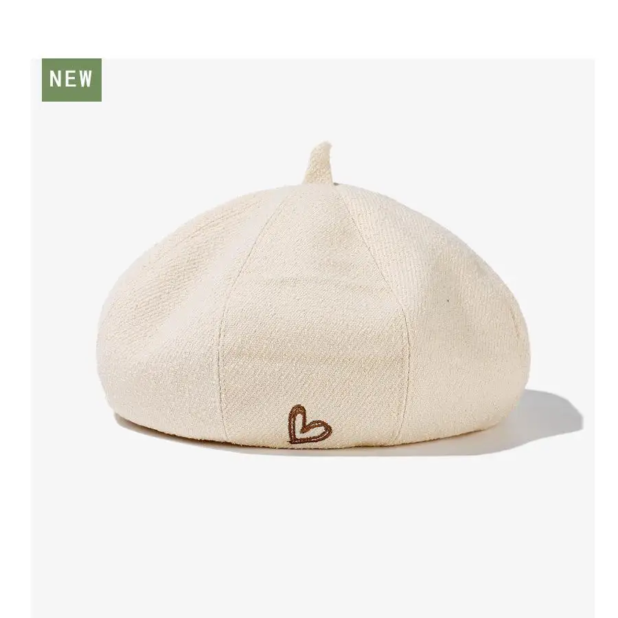 القبعات النسائية الخريف الشتاء قبعة بلون الرسام قبعة خمر القلب نمط Vintage قبعات للسيدات قبعة مسطحة الإناث موضة جديدة