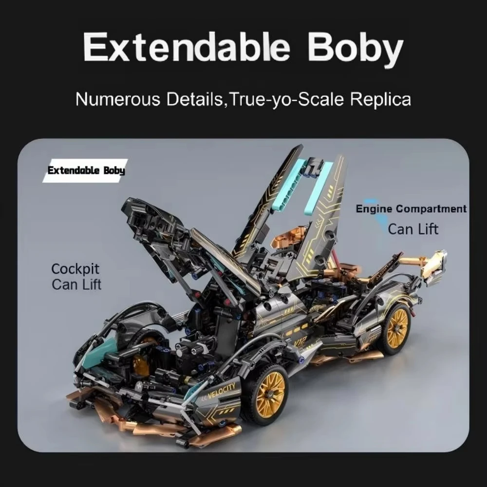 ตัวต่อรถแข่งสุดเท่ ขนาด 1:14 ชุดประกอบโมเดลรถสปอร์ต DIY ของเล่นเสริมพัฒนาการสำหรับเด็กผู้ชาย อายุ 8-12 ปี