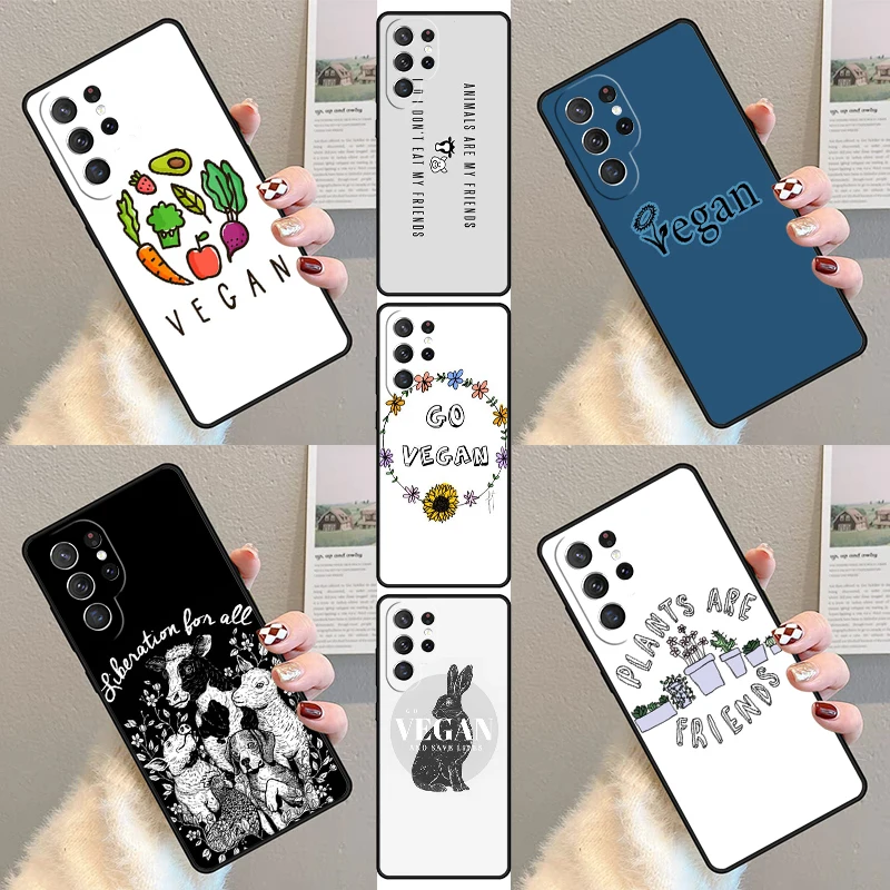 Go Vegan Vegetarians Phone Case For Samsung Galaxy S23 S21 S20 FE S24 S22 Ultra Note20 S10 S9 S8 Plus Silicone Cover