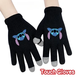 Rękawiczki z dzianiny Stitch Student Jesień Zima Wiatroszczelne Ciepłe Rękawiczki Cartoon Printing Casual Touchable Screen Mitten Prezent Urodzinowy