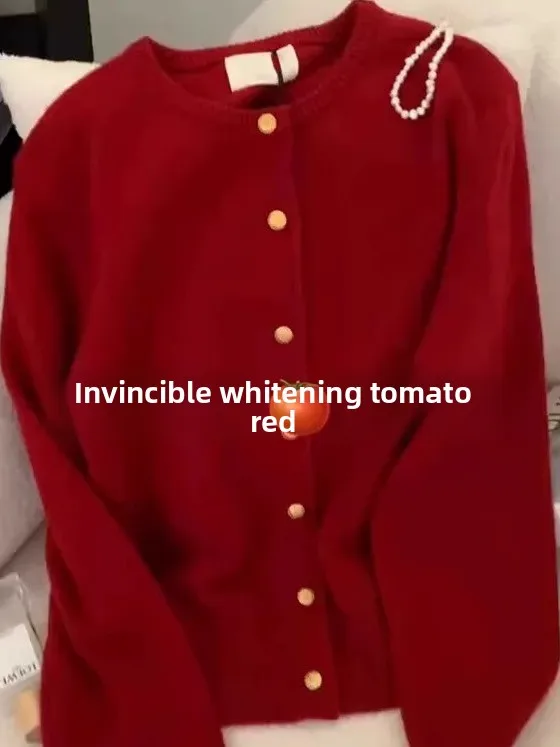 

Очень большой 300-мешок, осенне-зимний красный вязаный свободный свитер для мужчин и женщин, супер красивый Ins Sle на пуговицах, мягкий и удобный