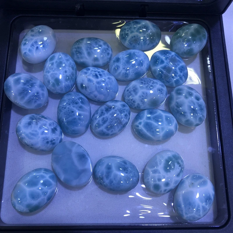 Wholesale 1pcs TOP Quality Blue Larimar Bead Cabochon 15x20mm Oval Gem Stone Beads Cabochon Ring Face