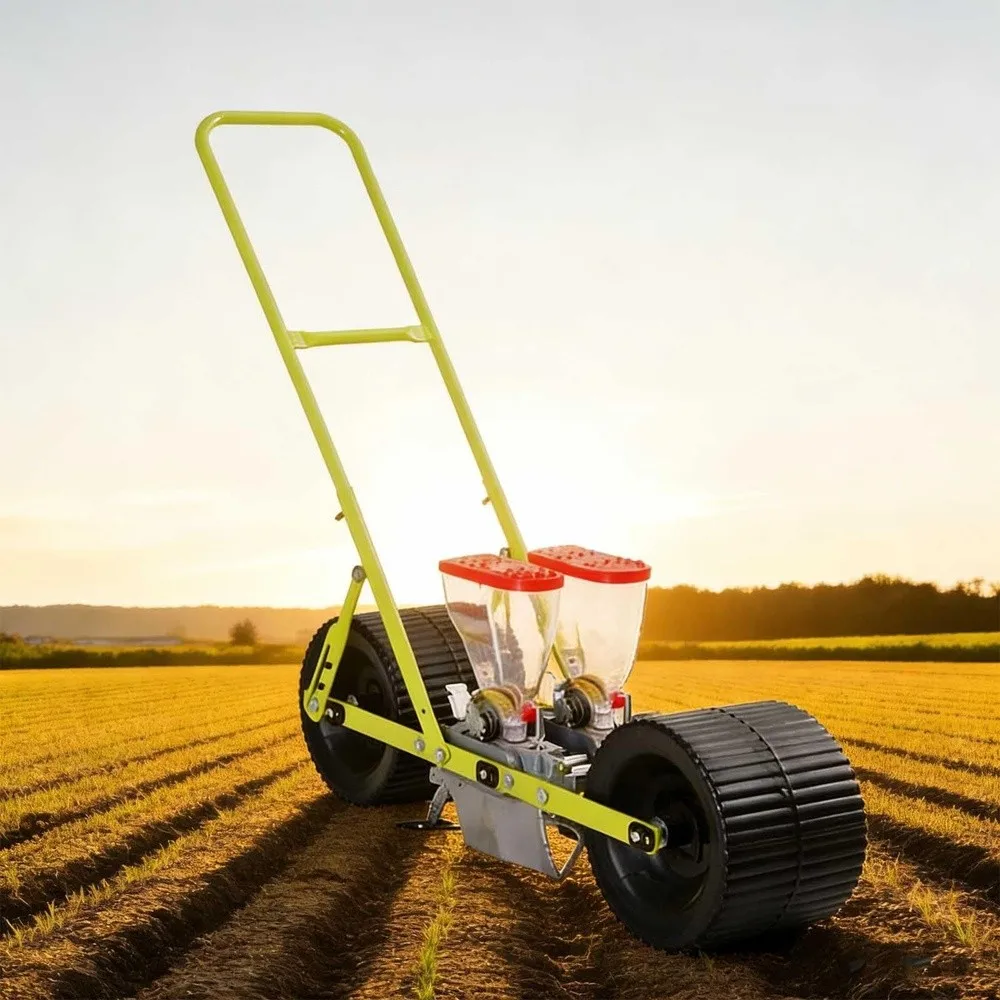 Garden Corn and Soybean Planter Push Type Vegetable Planter Portable Manual Planter Adjustable Plant and Row Spacing
