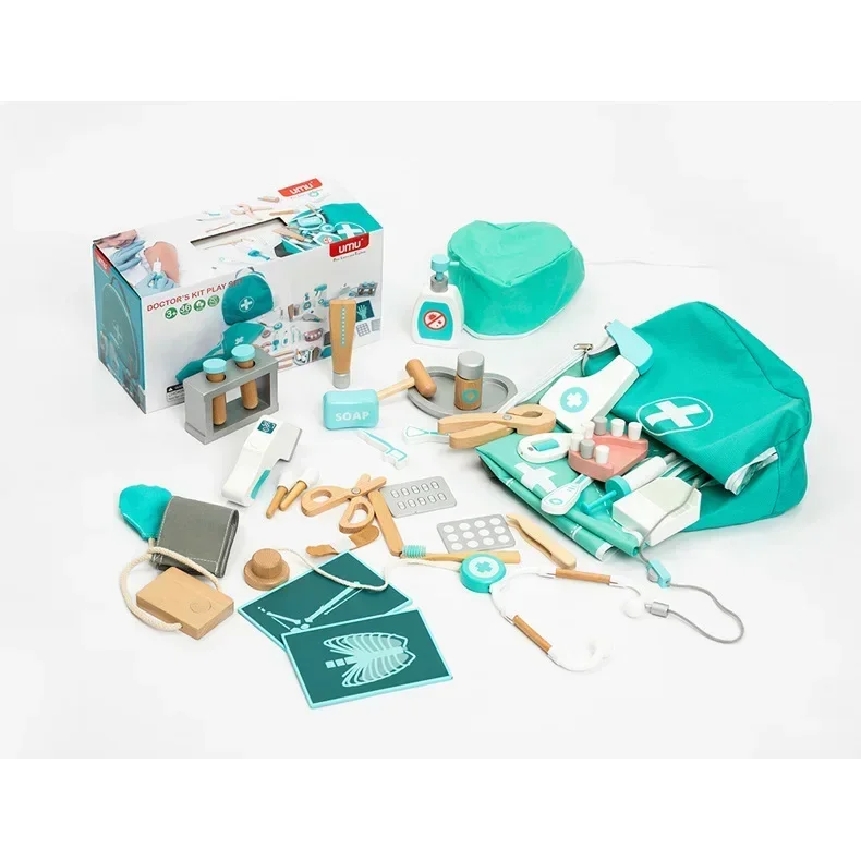 Wooden Pretend Play Toys for Children Games Simulation Girls Gifts Educational Game Doctor Career Nursing Kids Toys Accessories