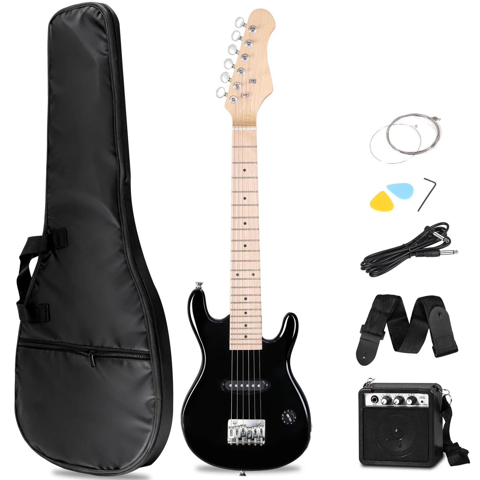 

30 Inch Electric Guitar and Starter Kit for Kids w/Amp,Strings,Picks,Strap Black