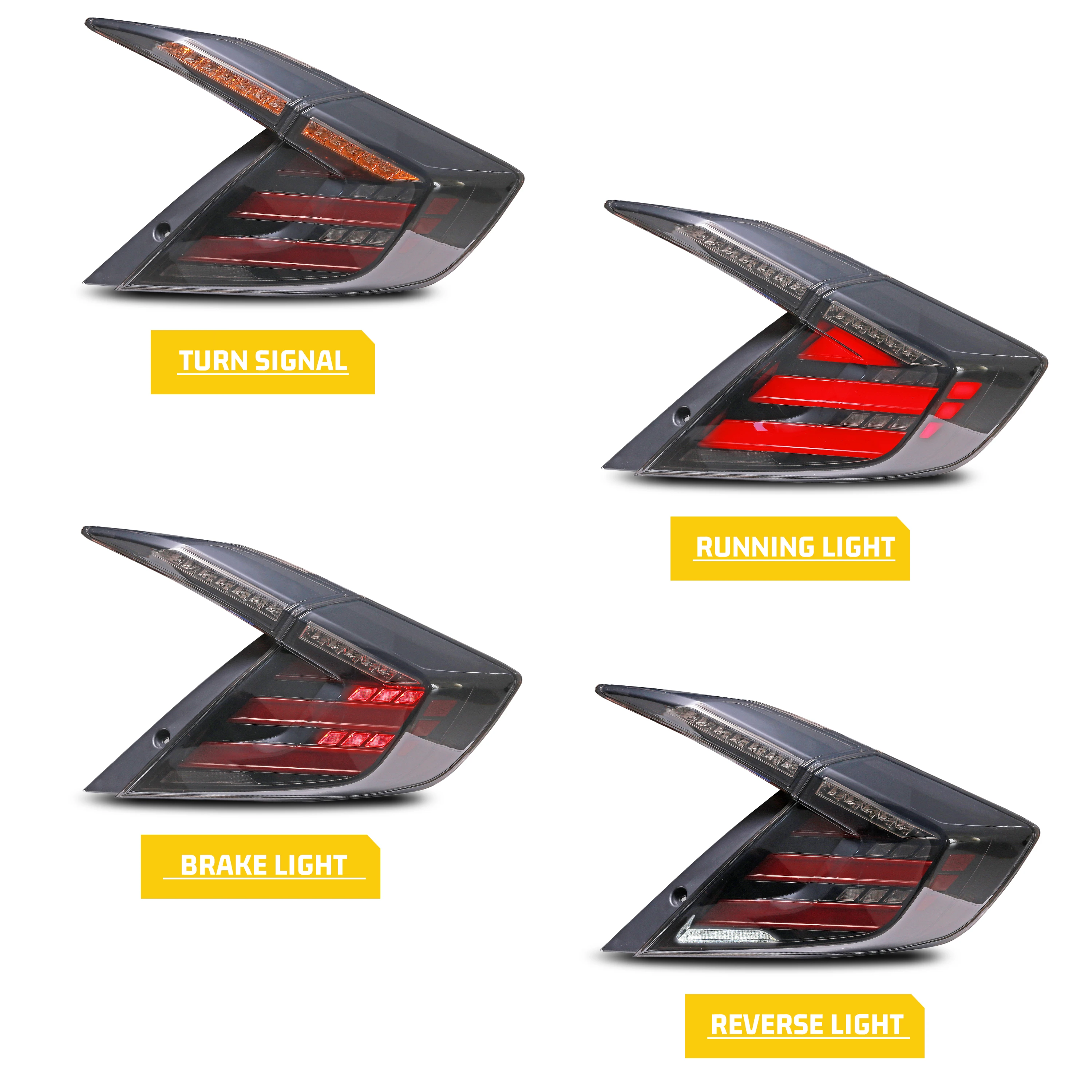 LED Tail Lights for Honda Civic 10Th Gen Sedan 2016-2021 Start Up Animation Sequential Indicator Rear Lamp Assembly