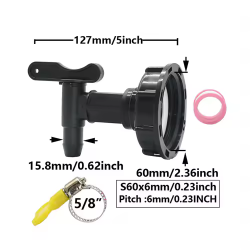 3/4" IBC Tank Tap Adapter Coarse Thread S60 to 5/8" Hose Connector Valves Fittings Garden Water Tanks Faucet Replacement - Image 8