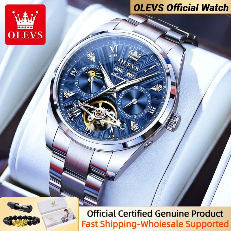 OLEVS 7028 NEW Flywheel Men\'s Watches Fully Automatic Mechanical Movement Multifunctional High-end Luxury Wrist watch for Men