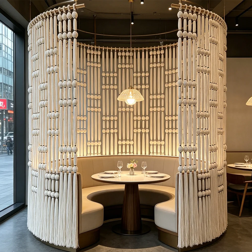 Commercial Macrame Installation Exhibition Booth Large Scale Wall Art Customized Partition for Interior Projects