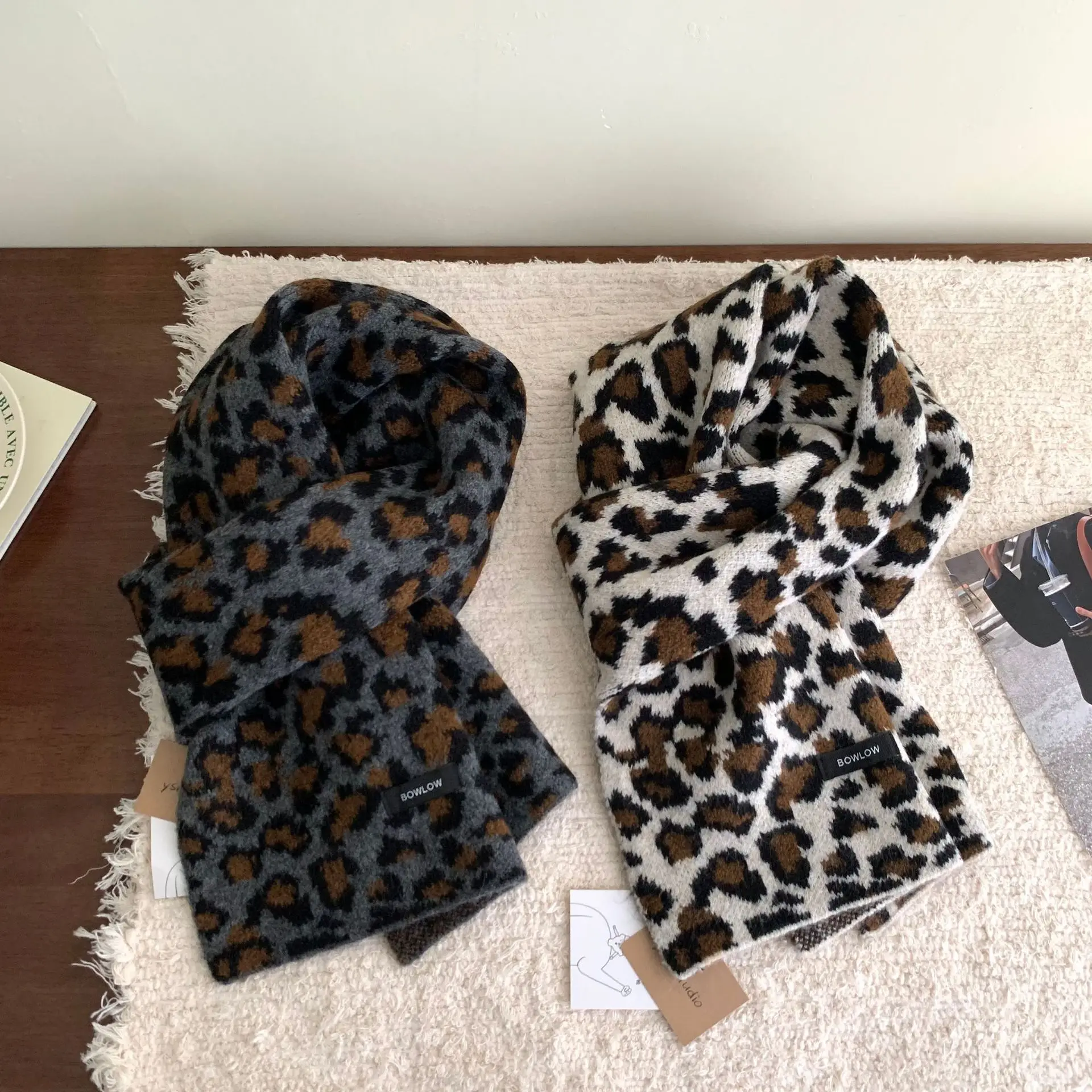 

Шарф с леопардовым узором для женщин, осенне-зимний длинный шарф