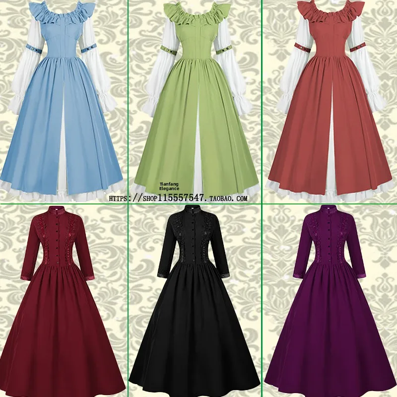 European Sle Retro Long Skirt loween Cosplay Costume Queen Or King Stage Performance Outfit Healthy Fabric Ladies Dr