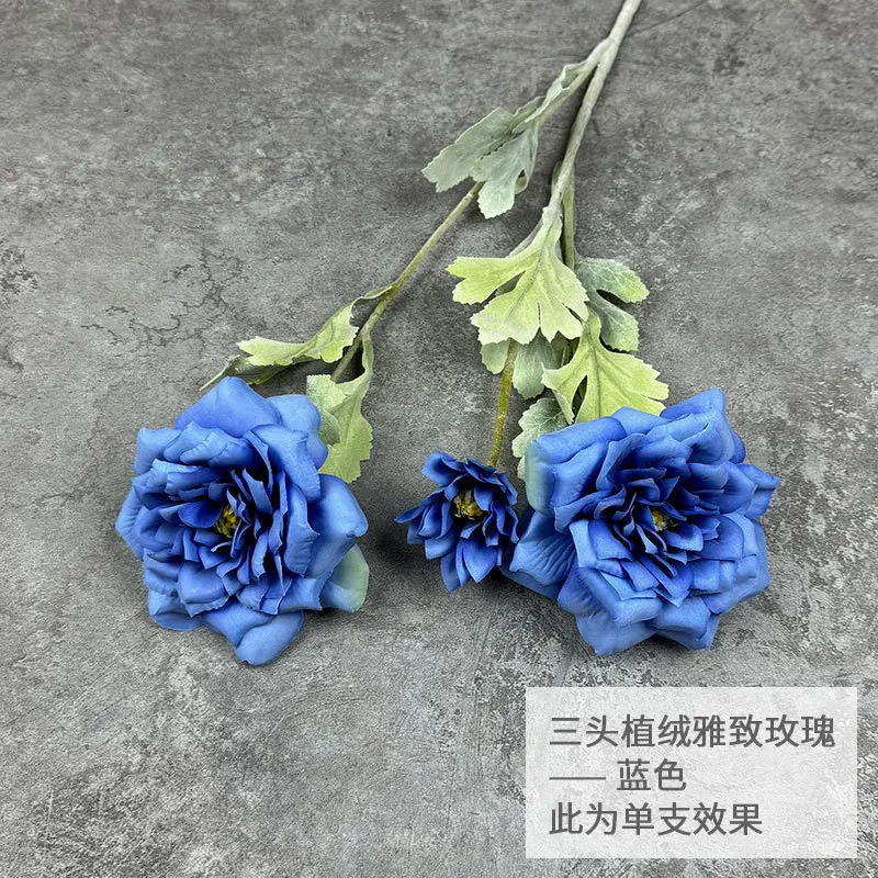 

10pc 50cm Flocking Elegant Rose Simulation Plastic Flower Fake Flower Flower Arrange Material Living Room Decorative Flower Drie