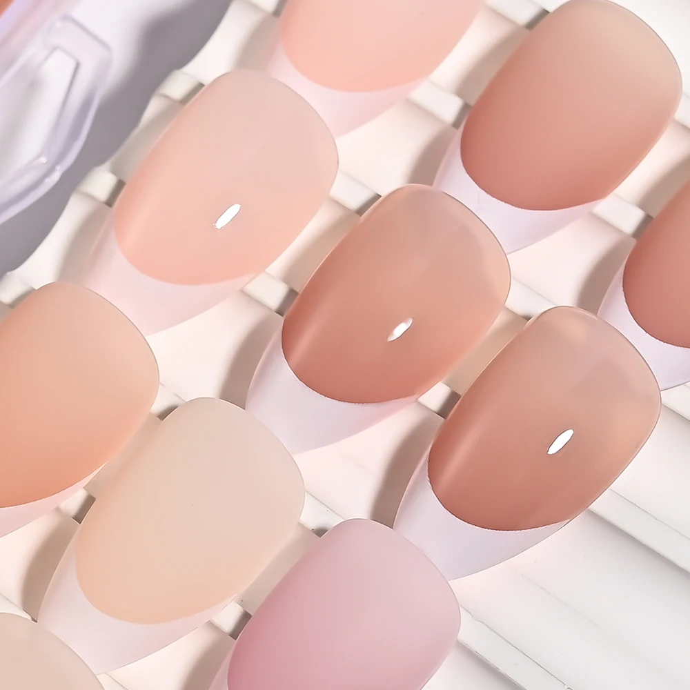 360 Teile/schachtel Kurze Mandel Französisch Tipps Künstliche Nägel Glänzend Matte Volle Abdeckung Press-On Nägel Weiß Rand Design Frauen Falsche Fingerspitzen 1 – Detail 7